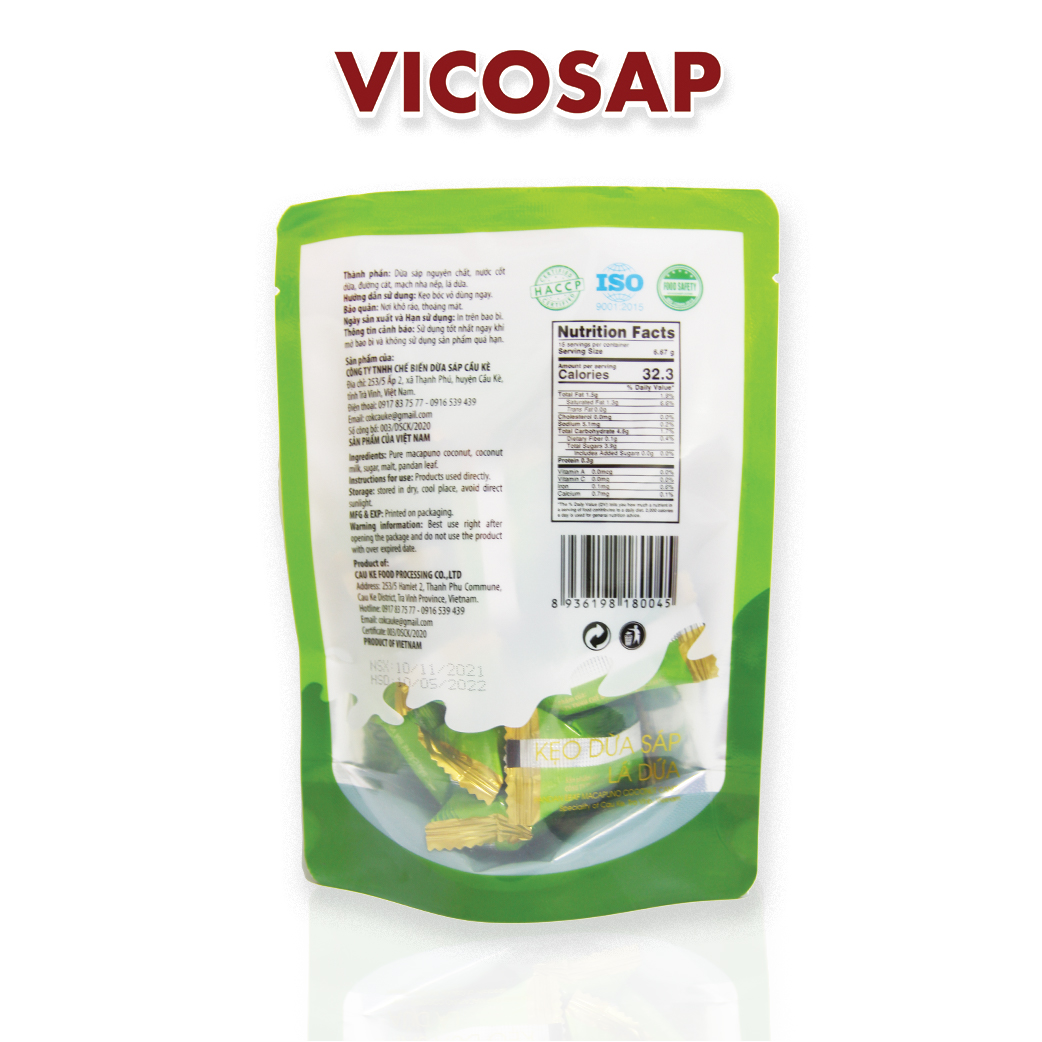 Kẹo Dừa Sáp Vicosap Vị Lá Dứa