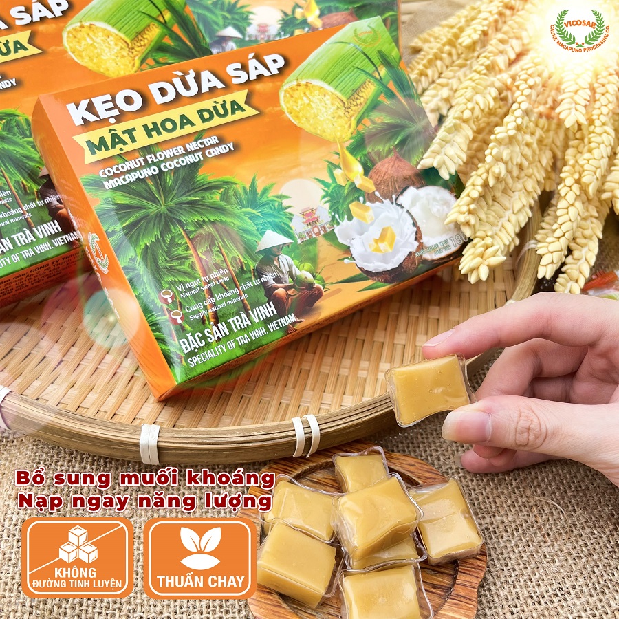 Kẹo dừa sáp Mật hoa dừa Hộp 180g - Không đường 