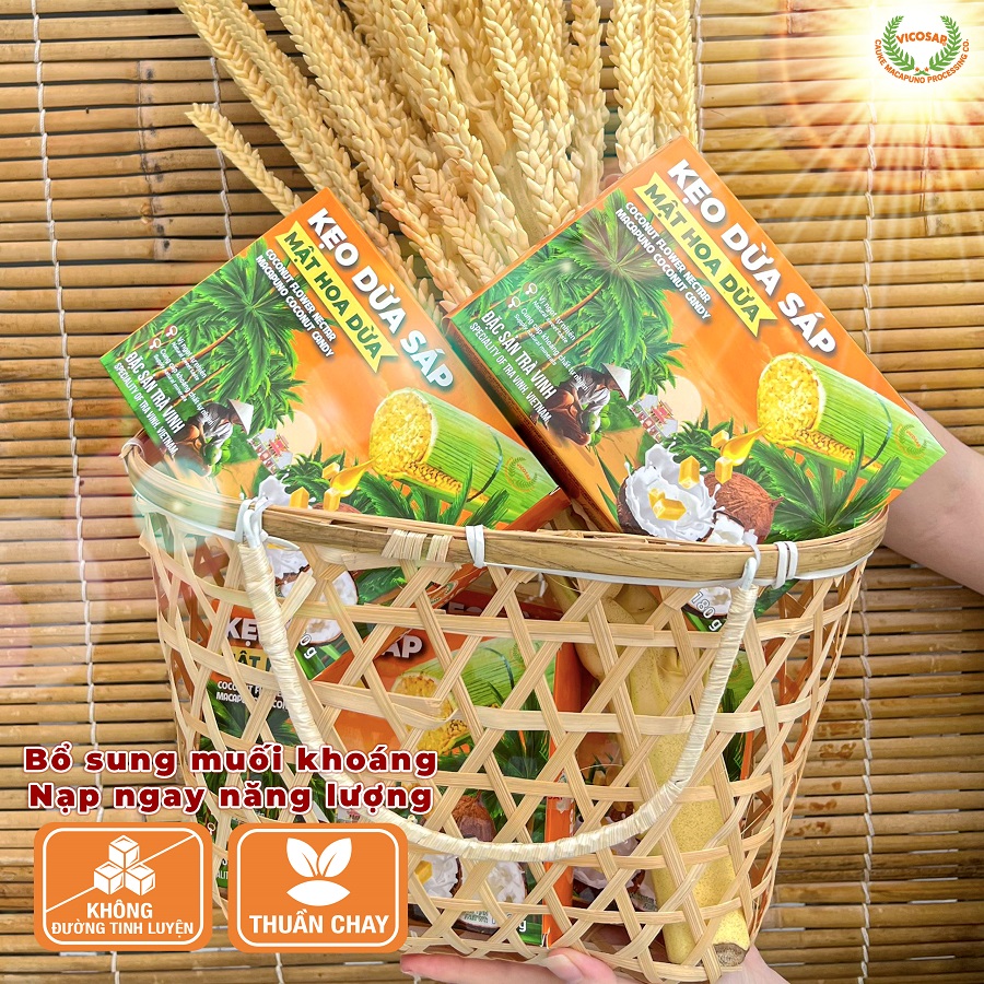 Kẹo dừa sáp Mật hoa dừa Hộp 180g - Không đường 